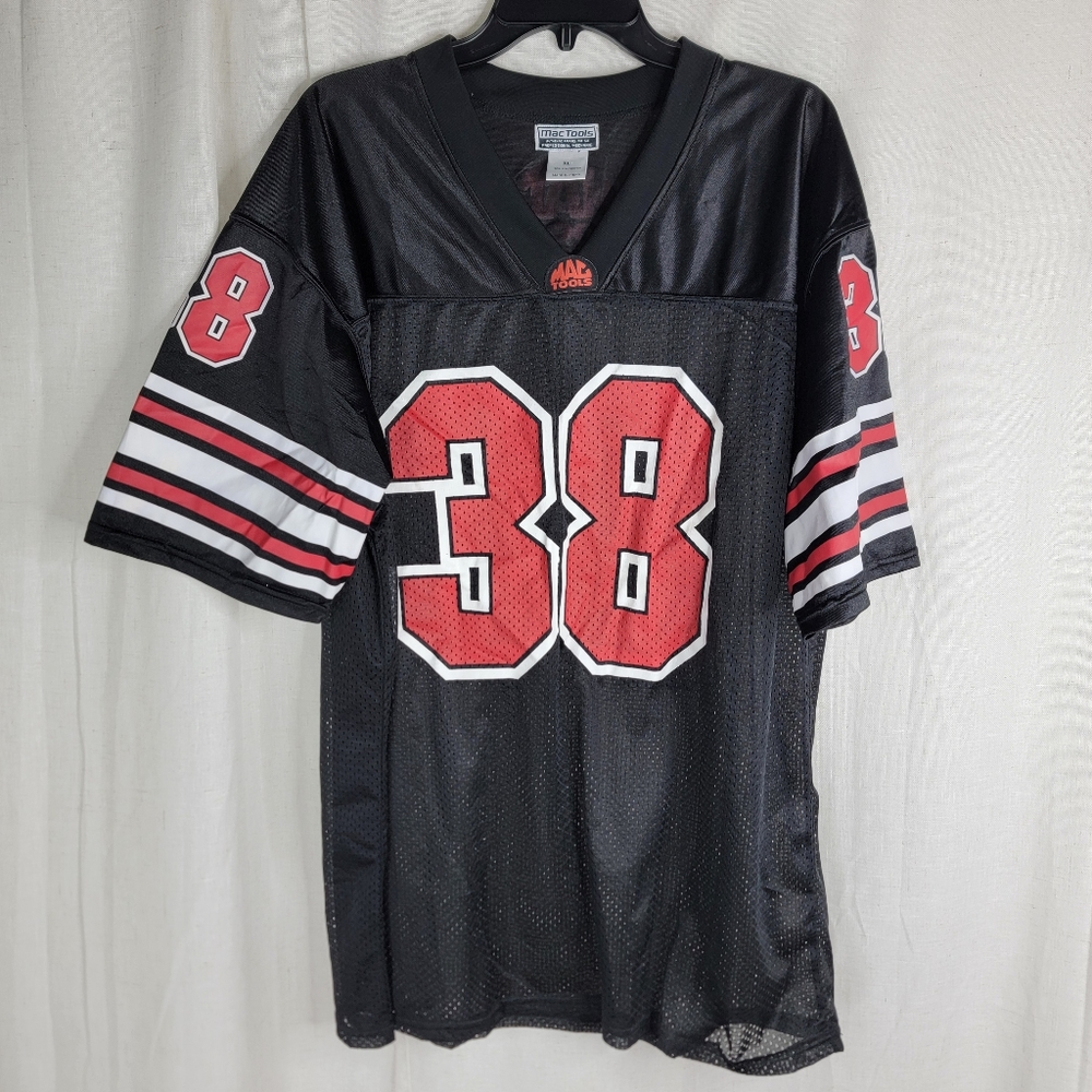 Mac Tools Mens XL Football #38 Black Red Jersey Shirt
